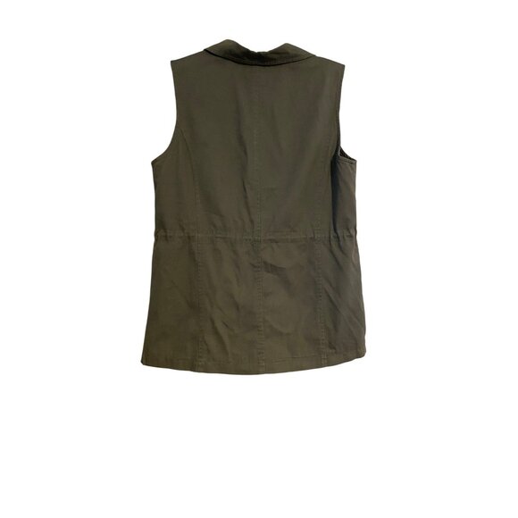 Hannah Women’s M Vest Olive Green Sleeveless Utility Vest With Pockets & Snap - Picture 2 of 14